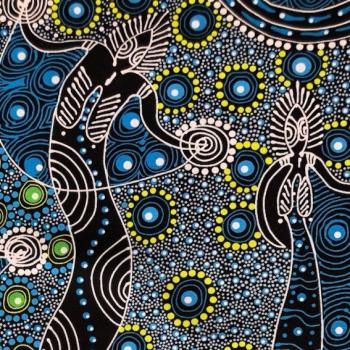Preview: BLUE DANCING SPIRIT Aborigines Stoff aus Australien